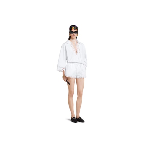 Cotton poplin shorts wth embroidery