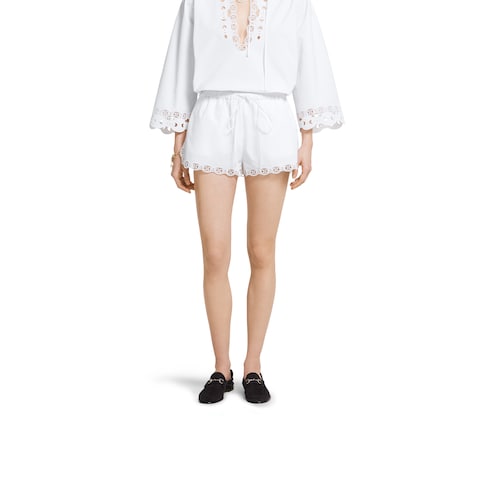 Shorts in popeline di cotone con ricamo