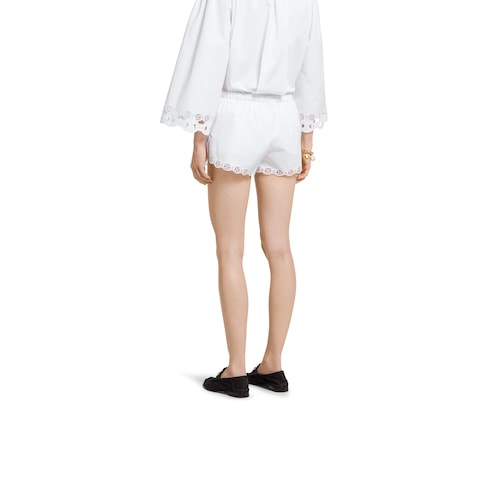 Cotton poplin shorts wth embroidery