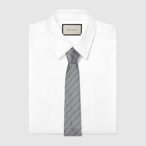 Horsebit silk jacquard tie