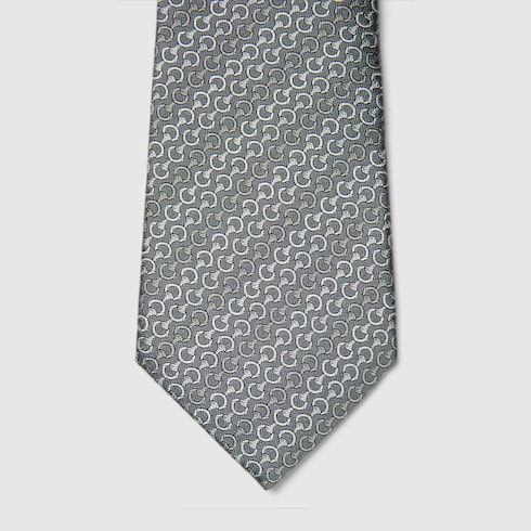 Horsebit silk jacquard tie