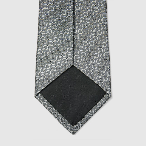 Horsebit silk jacquard tie