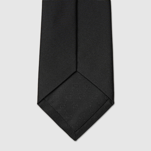 Silk jacquard tie with embroidery