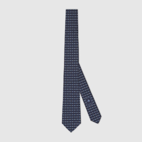 Horsebit silk jacquard tie