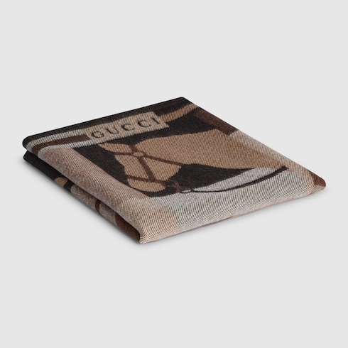 Wool and cashmere jacquard blanket
