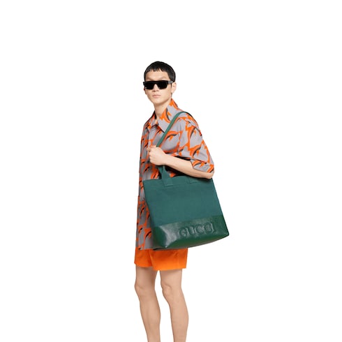 Large embossed canvas tote bag