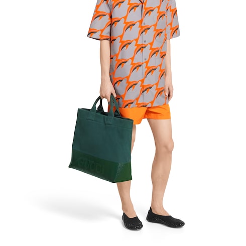 Large embossed canvas tote bag