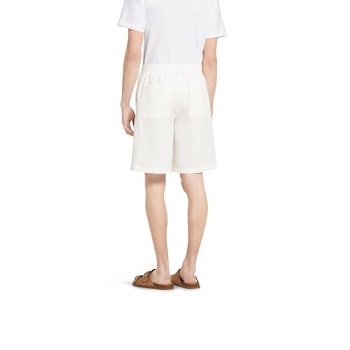 Linen shorts with embossed logo
