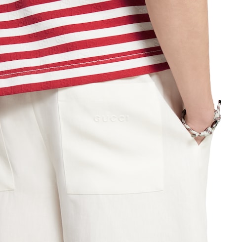 Linen shorts with embossed logo