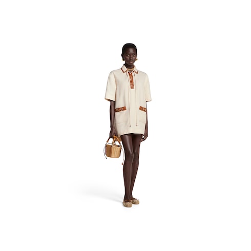 Linen canvas dress with Horsebit