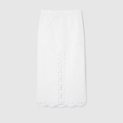 Jupe en popeline de coton avec broderie