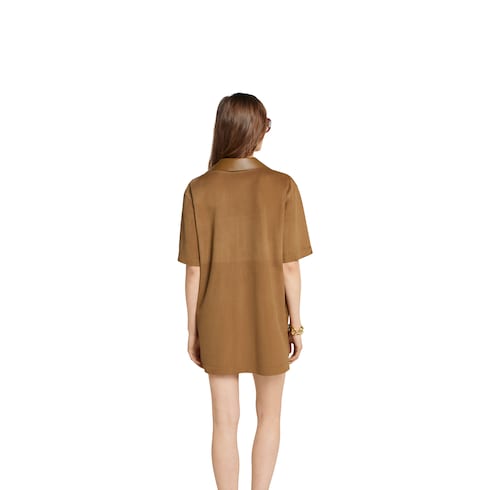 Suede V-neck dress with Horsebit
