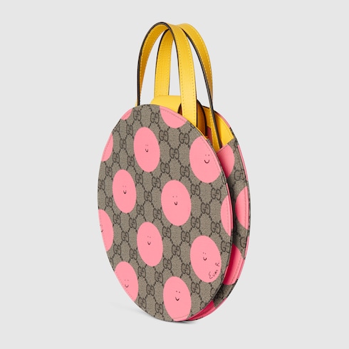 Children's printed GG top handle bag in beige and brown GG