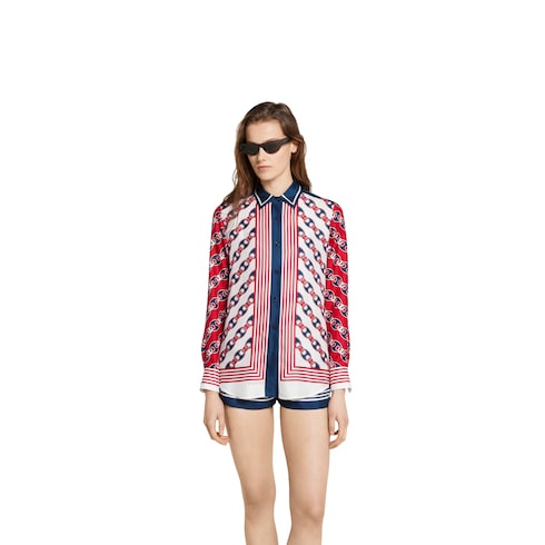 Camicia in twill di seta stampato