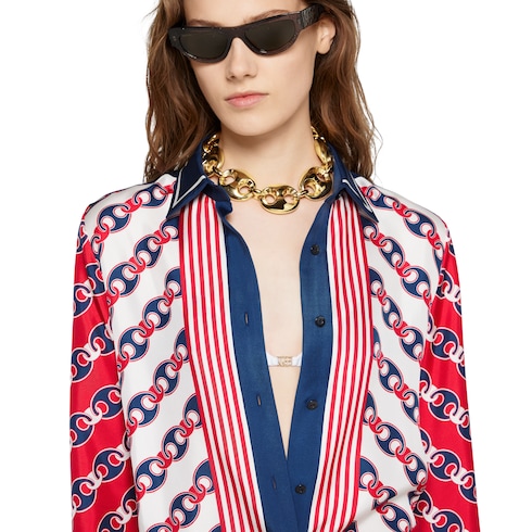 Camicia in twill di seta stampato
