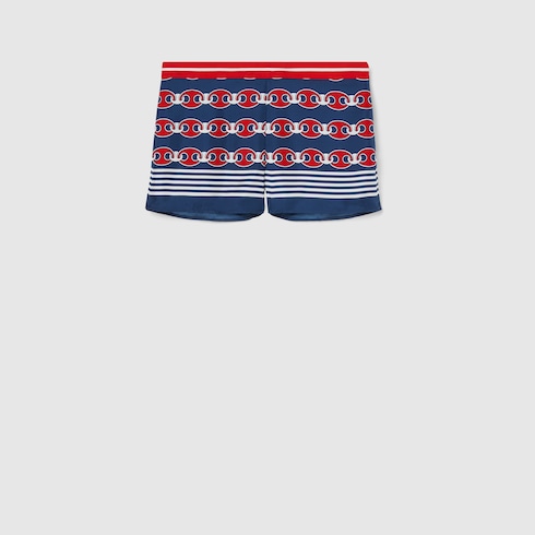 Printed silk twill shorts