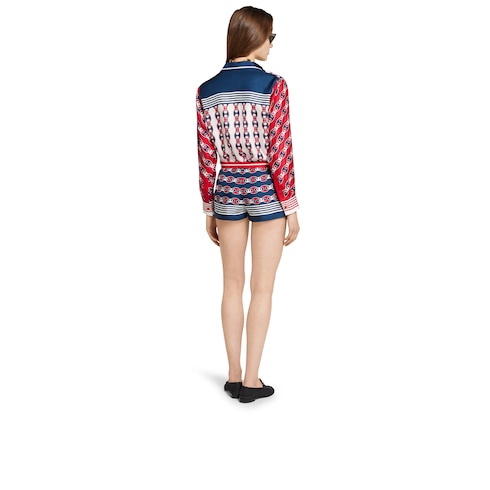 Printed silk twill shorts