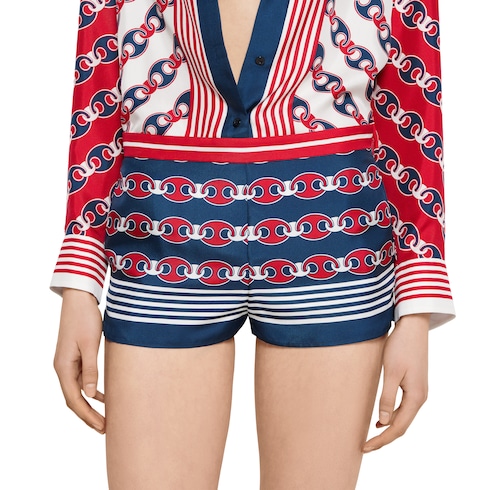 Shorts in twill di seta stampati