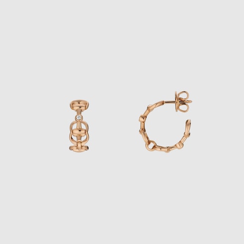 Horsebit 18k diamond hoop earrings