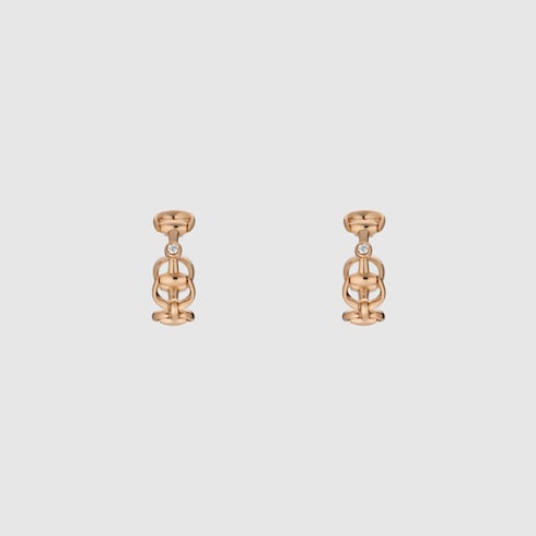 Horsebit 18k diamond hoop earrings
