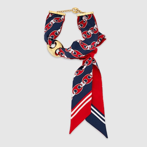 Collana Gucci Marina Chain con nastro in seta