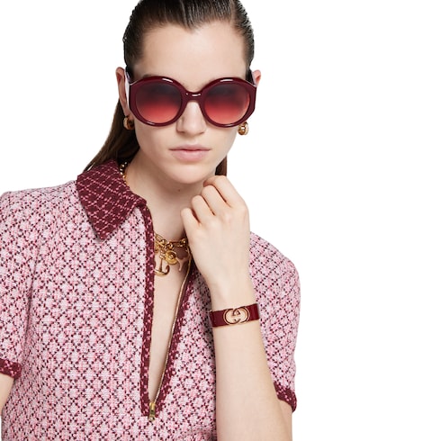 Bracelet-manchette en émail Gucci Interlocking
