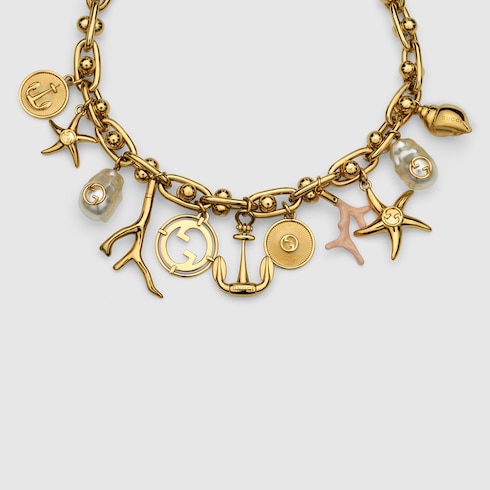 Collana a catena con simboli Gucci