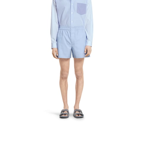 Striped cotton shorts with embroidery
