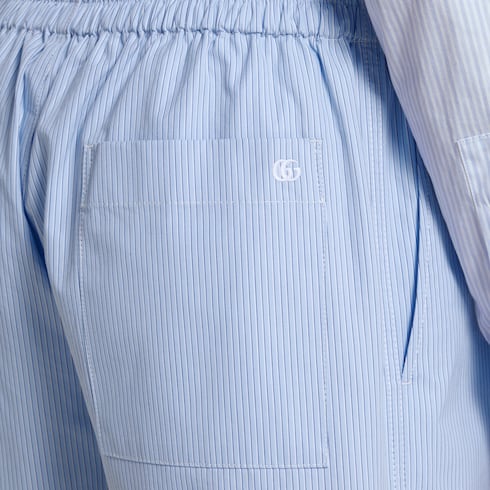 Striped cotton shorts with embroidery