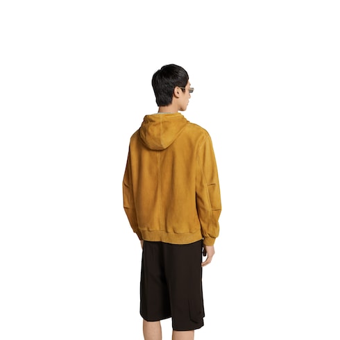 Suede zip sweatshirt with embossed logo