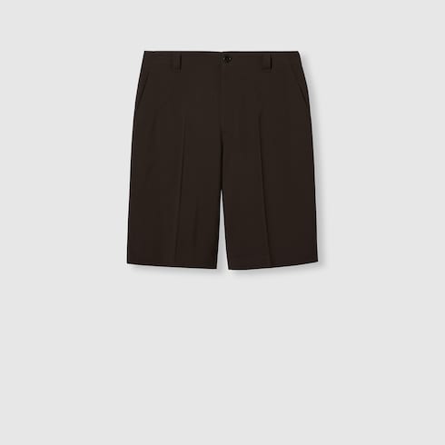 Shorts aus Wollgabardine mit Stickerei