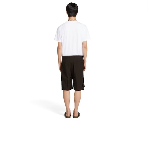 Shorts in gabardina di lana con ricamo