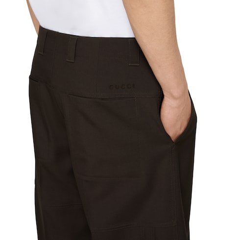 Shorts in gabardina di lana con ricamo