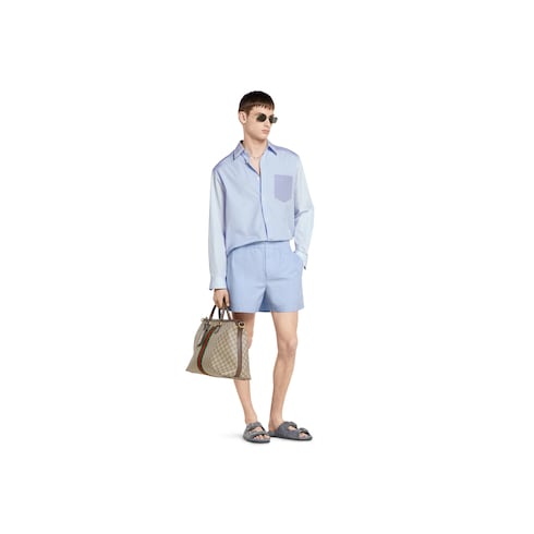 Camicia in cotone a righe con logo in rilievo