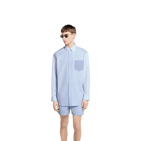 Camicia in cotone a righe con logo in rilievo