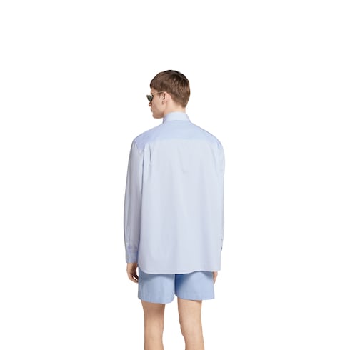 Camicia in cotone a righe con logo in rilievo