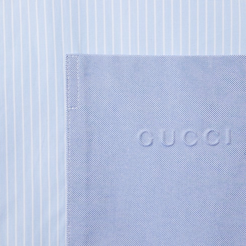 Camicia in cotone a righe con logo in rilievo