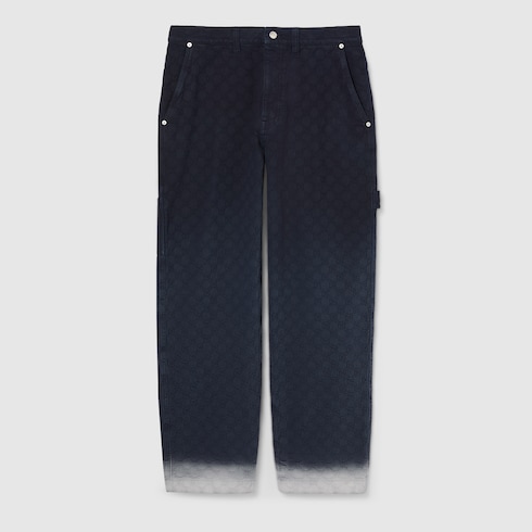 Pantalon en jacquard de denim GG en coton délavé à l’acide