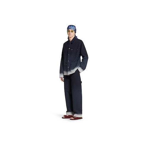 Bleached GG cotton denim jacquard pant