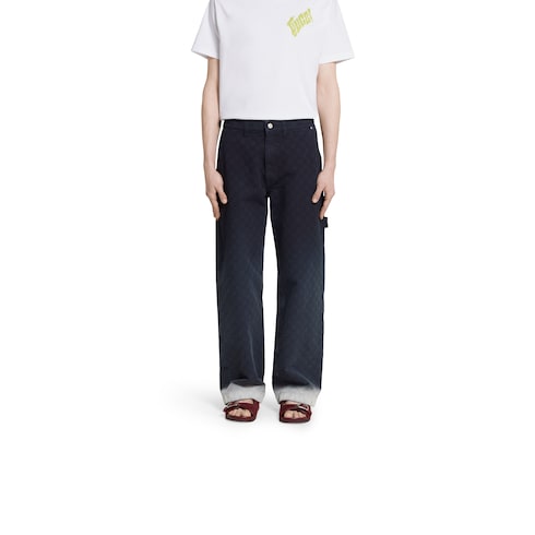 Bleached GG cotton denim jacquard pant