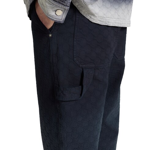 Pantalon en jacquard de denim GG en coton délavé à l’acide