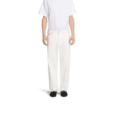 Pantalone in denim cimosato di cotone