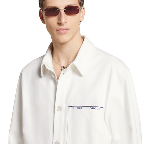 Chemise en denim à lisière en coton