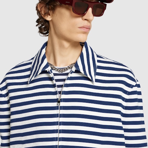 Printed GG cotton jacquard zip jacket
