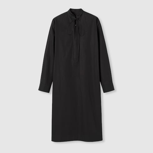 Cotton poplin dress with Horsebit belt Detail 7