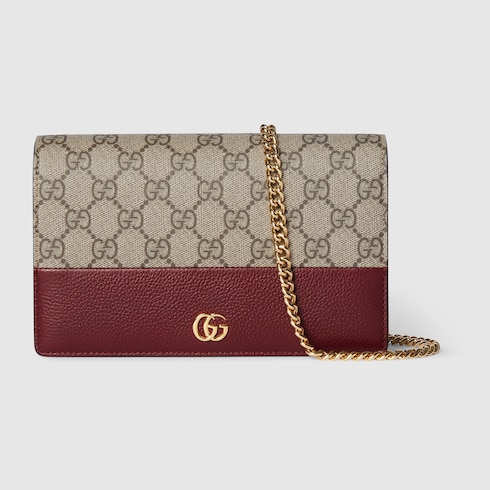 Bi-colour GG Marmont wallet on chain