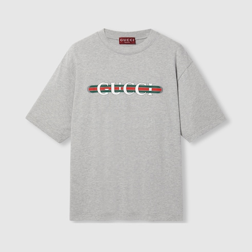 Playera punto de algodón con estampado Gucci