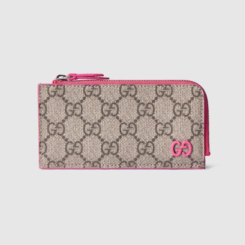 Pink trim GG zip card case