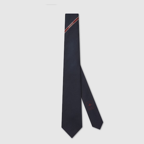 Cravatta in seta jacquard con ricamo