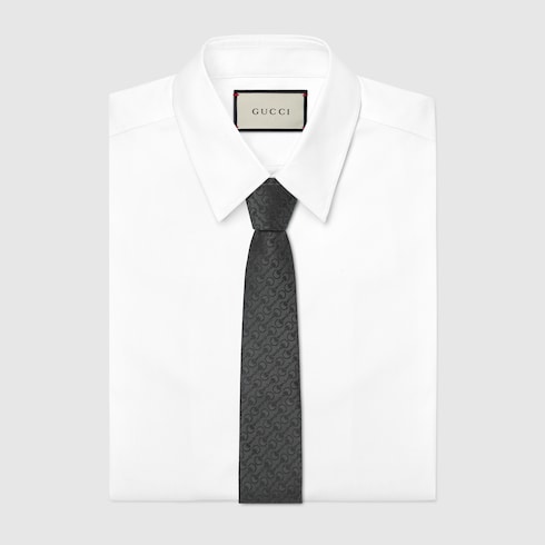 Horsebit silk jacquard tie